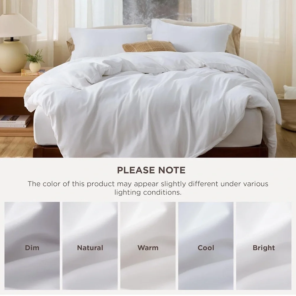 Bedsure White Duvet Cover Queen Size - Soft Double Brushed Bedding Set 90x90